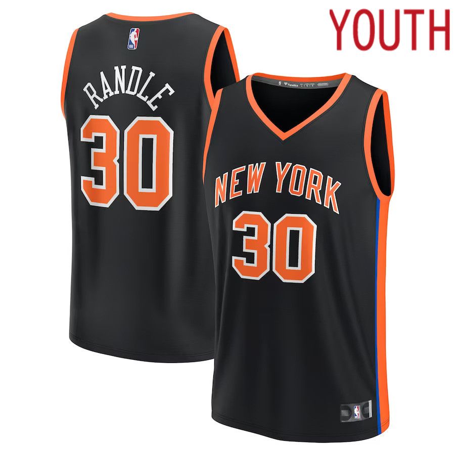 Youth New York Knicks #30 Julius Randle Fanatics Branded Black City Edition 2022-23 Fastbreak NBA Jersey->youth nba jersey->Youth Jersey